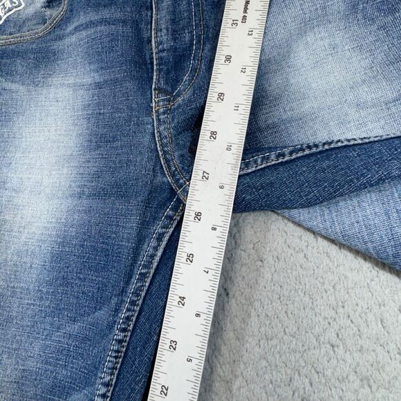 Gas Jeans Men 31x27 Blue Slim Faded Atelier Italian Design 1984 Whiskers Zip Fly - Picture 11 of 16